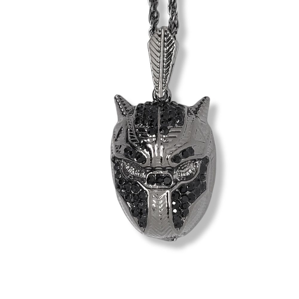 Black Enamel Black Round Crystal Black Panther Pendant 22